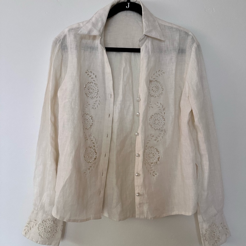 Real linen button up shirt